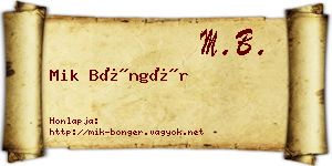 Mik Böngér névjegykártya